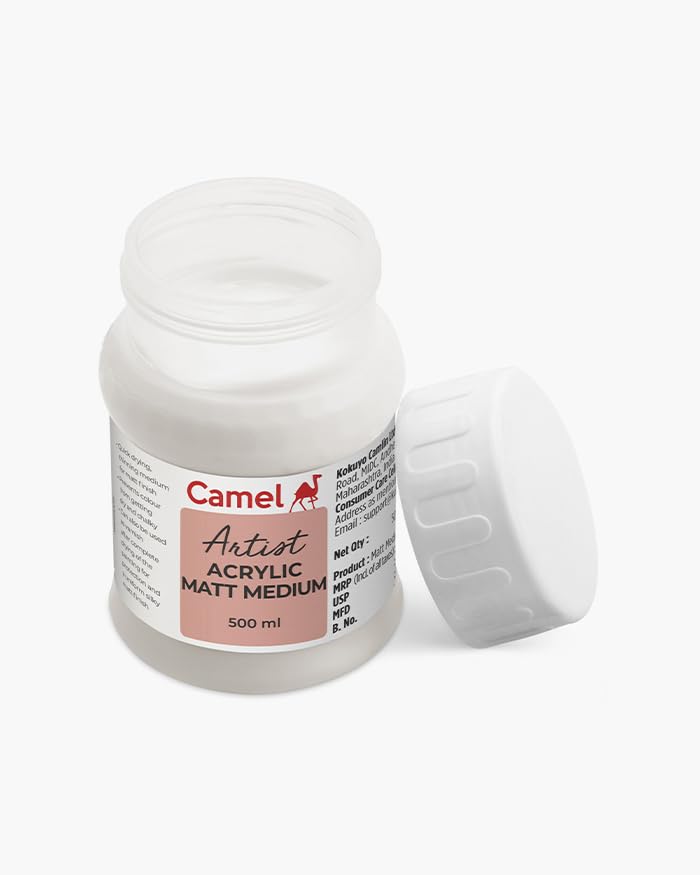 Image of Camel Artist Acrylic Matt Medium 500ml | Reduces Gloss Finish | Improves Flow, Transparency & Workability | For Acrylic Painting & Mixed Media Art