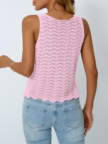 Image of LILLUSORY Crochet Tops for Women Summer Vacation Outfits Beach Coverup Going Out Tie Front Spring Sweater Vest 2026 Fashion