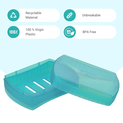 Image of FLAIR Estella Soap Case with Drainage | Reusable & Durable Soap Box | Modern Bathroom Soap Holder (1, T.Green)