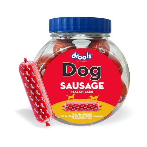 Image of Drools All Life Stages Dog Treats Sausage 10 Pieces Jar (550g) | Real Chicken Flavour | Supports Brain & Eye Development | Promotes Muscle Growth | Makes Tablet Administration Easier