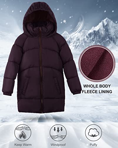 Image of SOLOCOTE Girls Winter Coats Heavyweight Mediun Length Warm Jackets Down-like Cotton Wadding Outwear 3-14Y