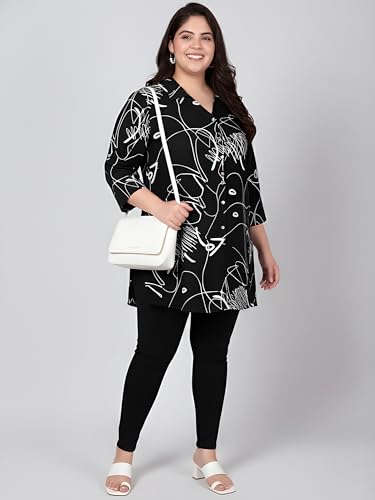 Image of Indietoga Women's Plus Size Viscose Rayon Printed Longline Shirt Tops (2XL to 7XL)