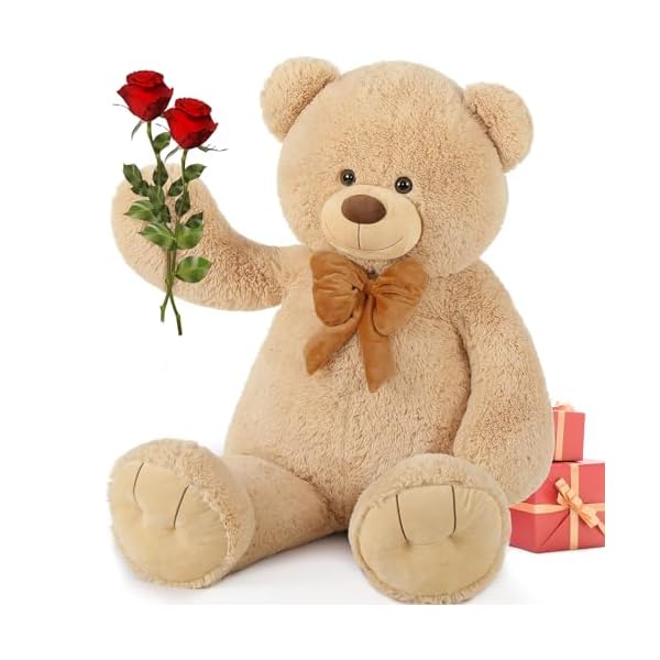 MorisMos Ours en Peluche Geant 120cm, XXL Brun Peluche Géante Kawaii Nounours Geant Animaux en Peluche Grand 1.2m Teddy Bear Cadeau pour Enfant Petite Amie Saint-Valentin Anniversaire 41fu5B4lrOL. SS600