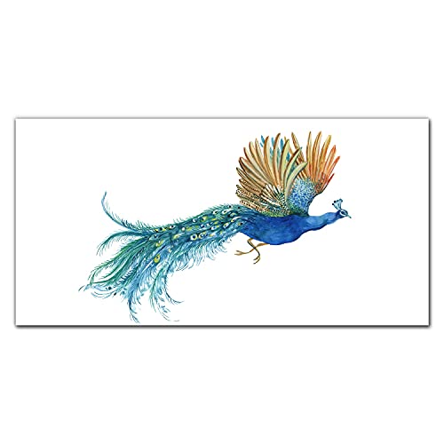 Tableau en verre 100x50cm paon, décoration murale incassable pour masquer les murs vides
