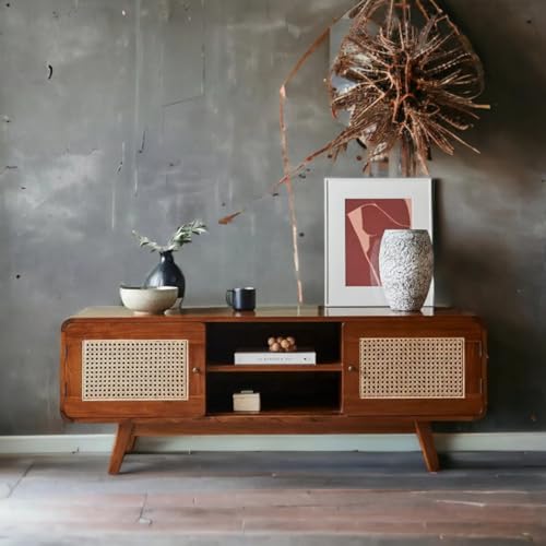 Image of THE WOODEN CITY Solid Sheesham Wood TV & Entertainment Unit for Living Room & Hotel Room and Office Furniture (Wood Finish 2)