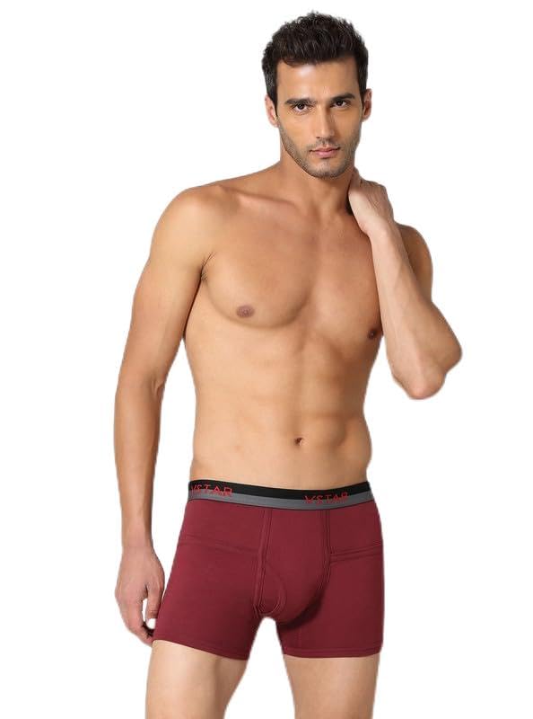 Arrow Neo Regular Fit Cotton Trunk for Men with Double Layered Contoured Pouch & Both Side Pockets Maroon-image-0