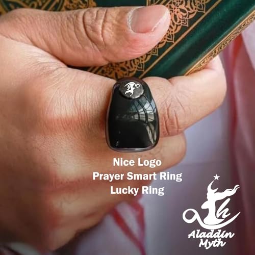 Image of Aladdin Fashion Tasbih Smart Ring, Tasbeeh Counters, Prayer Direction Indicator Guide,5 Azan Alarm Clock,Forgiveness,Electronic Rosary,Eid al-Fitr Eid al-Adha Ramadan Gift, men women,TiColor 18-20mm