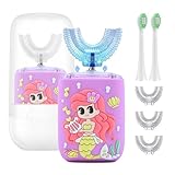 Geacker Kids Electric Toothbrush, U Shaped Toothbrush Kids Sonic Automatic Brush with Cup 5 Brush Head 6 Sonic Clean Modes IPX7 Waterproof Mermaid Design Rechargeable Smart Timer for Children 2-7
