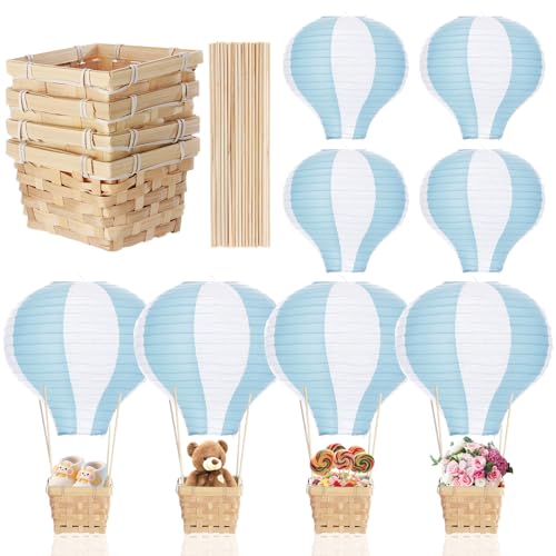 Meooeck 4 Sets Blue Hot Air Balloon Table Centerpieces Decor