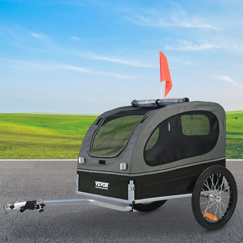 VEVOR Hundeanhänger 45 kg 2in1 Fahrradanhänger Kohlenstoffstahl + 600D Oxford-Gewebe + PP faltbar 1440 x 725 x 845 mm als Anhänger 1320 x 725 x 920 mm als Kinderwagen Hundebuggy Jogger Anhänger Blau