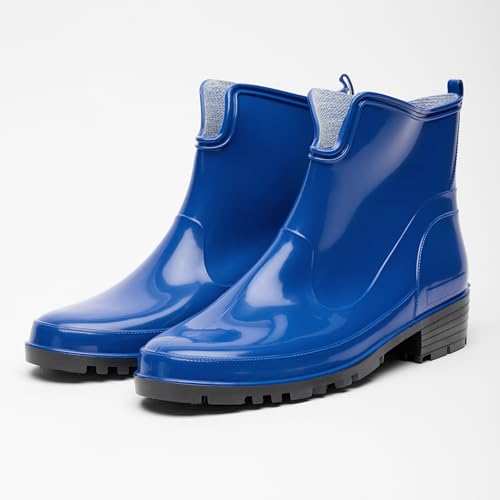 Ladeheid Gummistiefel Damen Kurz Wasserdicht Damenschuhe Elegant und Bequem LA-930 (Blau, 40 EU)
