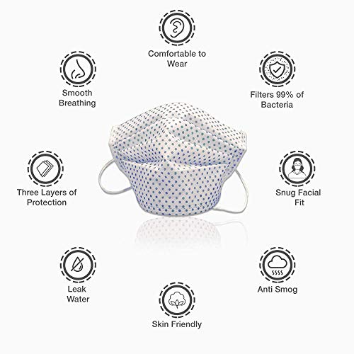 Image of La' Forte Disposable 3-Layer Face Masks Thick with Elastic Ear Loop, Anti-Dust, 100, Polka Dots /Flower (Mask pattern may vary as per availability)