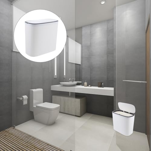 Basurero estrecho con tapa tipo push para cocina y baño miniatura 6