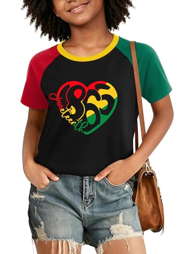 Juneteenth Shirts for Kids Boys Girls 1865 Juneteenth T-Shirts African American Freedom Tee Tops 5-14Y