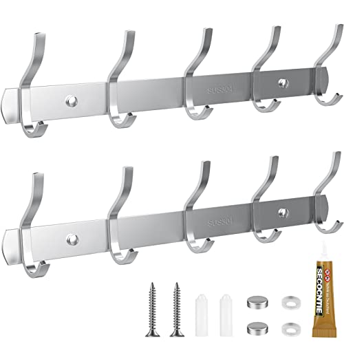 VVEMERK - Ganchos de pared para abrigos y sombreros, de acero inoxidable, ganchos de pared para colgar abrigos, sombreros, ganchos para pared, pulido con espejo y resistente, 2 unidades Cover