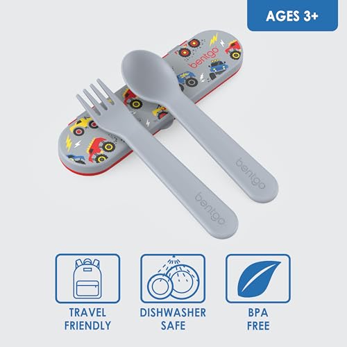 image for Bentgo Kids Utensil Set - Reusable Plastic Fork, Spoon & Storage Case 