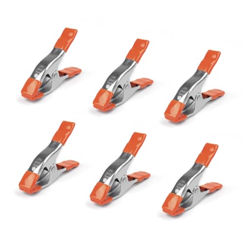 PONY 6-inch Heavy Duty Spring Clamps Set, 2-inch Jaw Opening, Nickel-plated Steel Spring Clips Clamps with Protected Rubber Handles and Tips, 6-Pack - Image 5