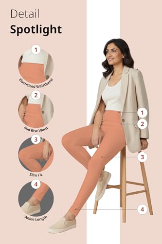 Image of Women's Cotton Lycra Ankle Length Leggings | Regular Rise, Soft 4 Way Stretch Fabric | Casual & Ethnic Wear