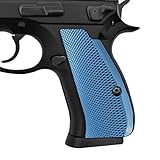 Cool Hand Aluminum Grips for CZ 75/85 Compact, P-01, P100, C100, T100, PCR, CZ 75 D, Blue, 1/4' (6.6mm) Thick, 1.59 OZ (45g), Screws Included