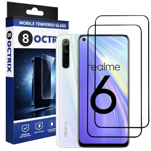 Image of Military-Grade Tempered Glass for Realme 8 5G / 7 /6 / 6i / Narzo 30 /30 Pro / 20 Pro with Edge to Edge Coverage - Case Friendly & Bubble-Free Installation Kit (Pack Of 2)