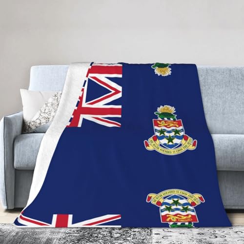 Manta suave de franela de 40 x 30 pulgadas con la bandera de las Islas Caimán, tamaño grande, adecuada para sofás, camas y sillas