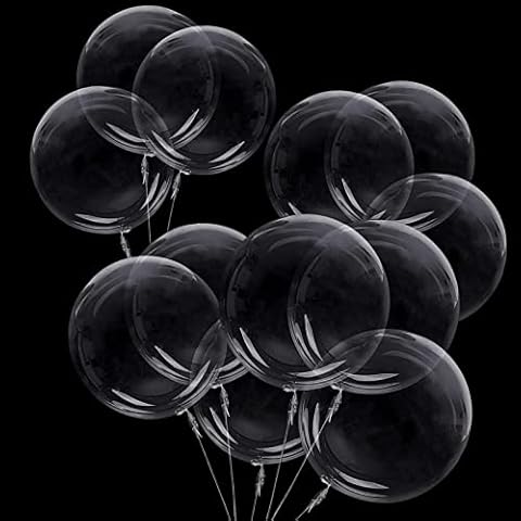 12+2pcs 24inches Bobo Balloons Bubble Transparent Balloons Clear Round Crystal Balloon Fillable Transparent Balloon for Photo Shoot DIY Party Baby Shower Wedding Anniversary Festival Romantic Decora Cover