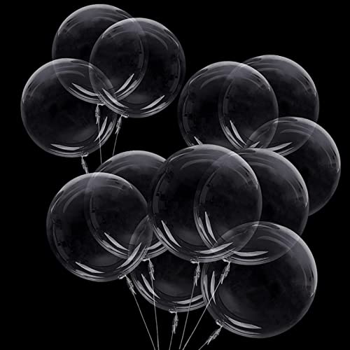 12+2pcs 24inches Bobo Balloons Bubble Transparent Balloons Clear Round Crystal Balloon Fillable Transparent Balloon for Photo Shoot DIY Party Baby Shower Wedding Anniversary Festival Romantic Decora