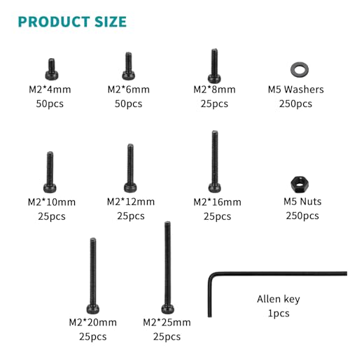 image for TOOINKCV 750 Pcs M2 Screws Bolts and Nuts Assortment Kit, Small Hex So