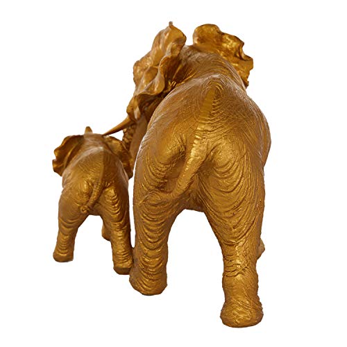 Estatua Decorativa Elefante Polystone Dorado 6 x 10 x 7 pulg miniatura 7