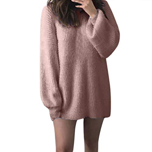 LUCKYCAT Mujeres Suelto Suéter Jerséis de Cuello Alto Manga Largo Cálido Prendas de Punto Pullover Jerseys Tops Otoño Invierno (Café, X-Large)