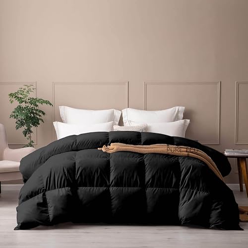 Image of PURE ECO 300 GSM Comforter for King Size - Luxury & Soft Microfiber 300 GSM Comforter for Winter - Duvet /Blanket King Size (90 inchX106 inch) - Black Color