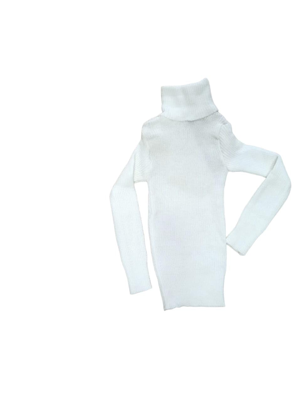 Stately Fashion wear High Neck Stripped Skivvy for Kids White