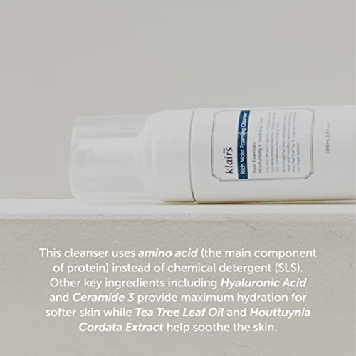 Klairs K-Beauty Skincare Rich Moist Foaming Cleanser, 3.4 fl oz (100 ml) - Image 3