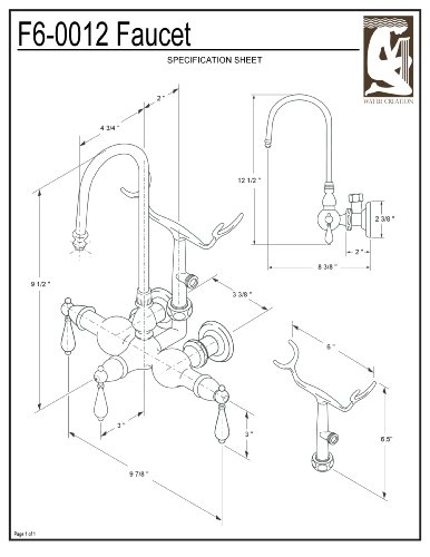 Water Creation F6-0012-05-Cl Vintage Classic 3-3/8-Inch Center Wall Mount Tub Faucet With Gooseneck Spout, Straight Wall Connector And Handheld Shower #TOP2