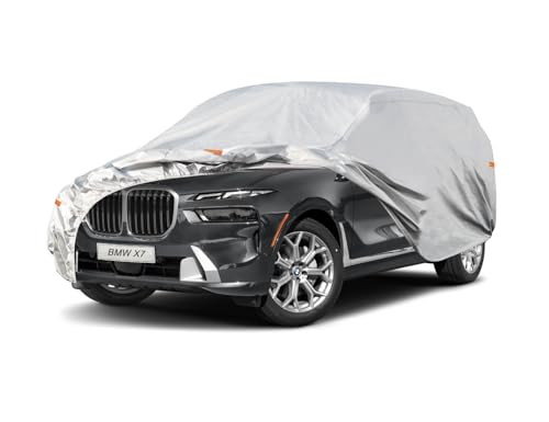 Image of Kayme 6 Layers SUV Car Cover Custom Fit for BMW X7(2018-2025) Waterproof All Weather for Automobiles, Outdoor Full Cover Rain Sun UV Protection.Silver