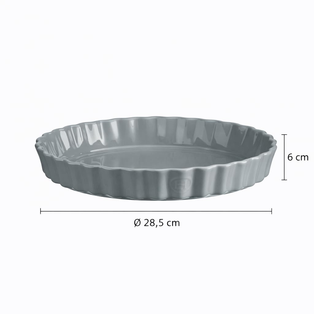 Emile Henry Tourtière Haute Ø 28 cm – Céramique Haute Résistance – Cuisson Homogène et Tarte Dorée à Cœur – Coloris Perle – Fabriqué en France