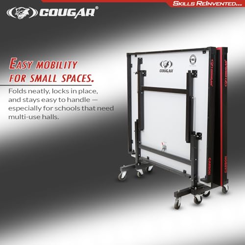 Image of COUGAR Carbon Table Tennis Table, 25mm ISI Marked Laminated Top, Heavy-Duty 2x2 Frame, 100mm Wheels with Lock, Powder-Coated Pipe, Ideal for Home, School, and Club Play