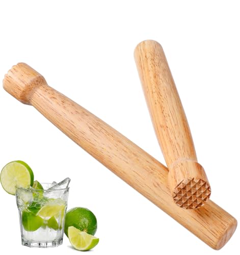 Wooden Muddler, 2 Pcs 7.68 Inch Drink Muddler for Cocktails,