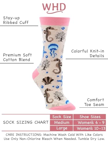 Ocean Socks for Women with Jellyfish Seahorses Starfish Gift with Sea Creatures for Ocean Lovers3