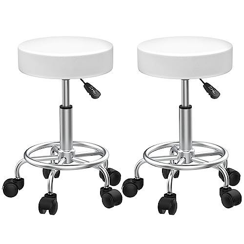2 X Taburete De Bar, Taburete Con Ruedas Giratorio En 360 , Silla Escritorio Blanca En Piel Sintética, 35 Cm De Ancho, Sillas De Cocina Regulabl 2 X Taburete De Bar, Taburete Con Ruedas Giratorio En 360 , Silla Escritorio Blanca En Piel Sintética, 35 Cm De Ancho, Sillas De Cocina Regulabl