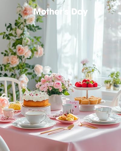 Image of Pureegg Plastic Table Cloth Disposable 20 Pack, 54 x 108 Inch Table Cloths, Easter Party, Valentines, Mothers Day Decorations, Tablecloths, Rectangle, Pastel Plastic Cover, Leakproof & Sturdy, Pink