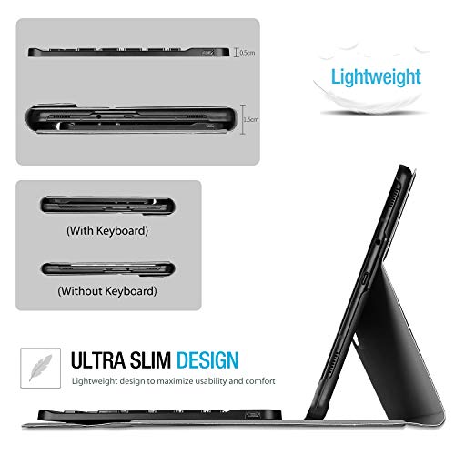 Procase Keyboard Case For Galaxy Tab A 10.5 T590 T595 T597 2018 Release, Slim Shell Lightweight Smart Cover With Magnetically Detachable Wireless Keyboard For Galaxy Tab A 10.5 2018 -Black #TOP4