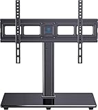 PERLESMITH Universal TV Stand Table Top TV Base for 32-82 inch LCD LED OLED 4K Flat Screen TVs-Height Adjustable TV Mount Stand with Tempered Glass Base, VESA 600x400mm, Holds up to 99lbs PSTVS11