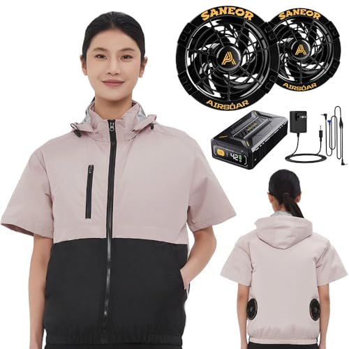 作業服 半袖 【42V超高出力 40500mAhバッテリー】 ファン付き 25H