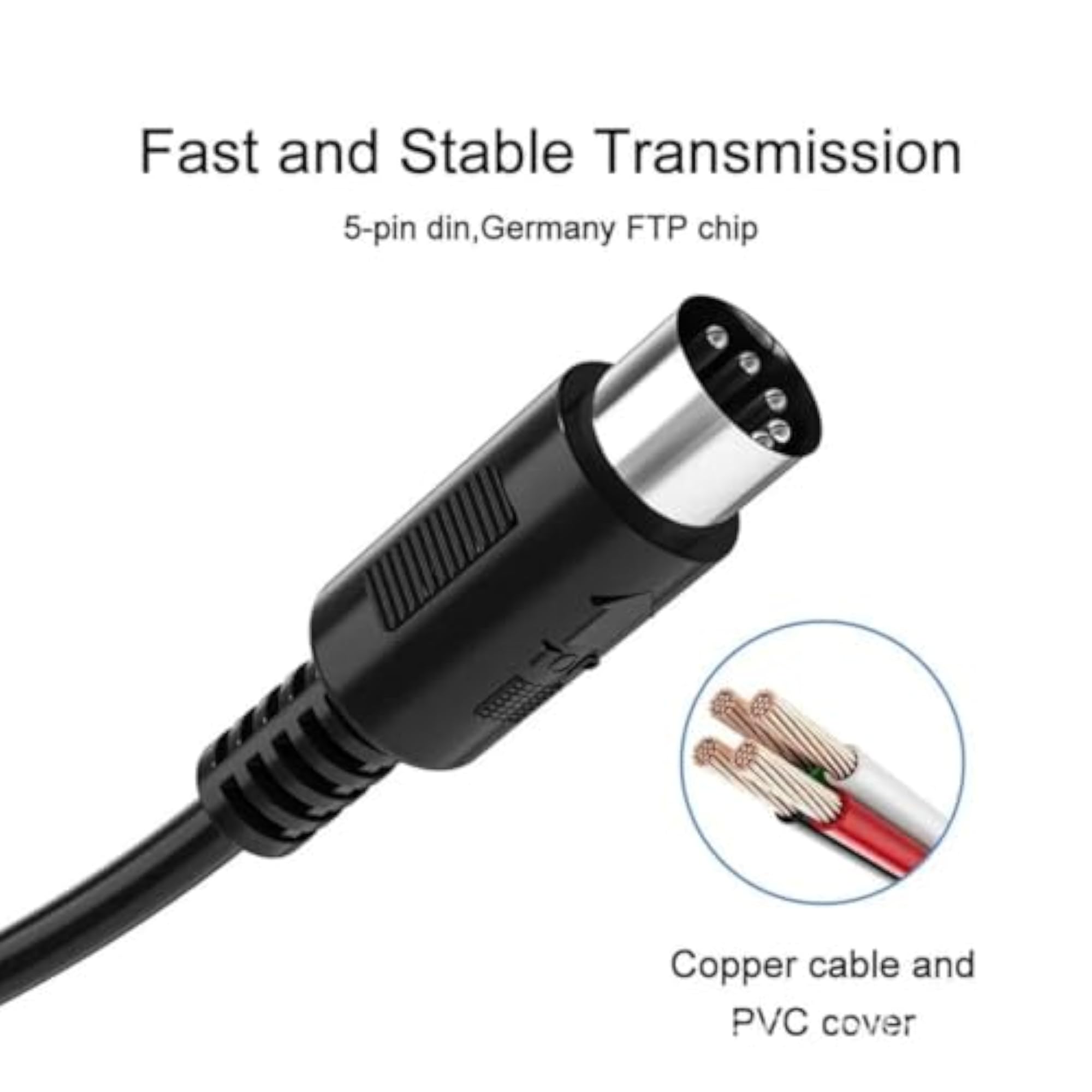 MIDI Cable, 4.6 Feet Male to 5-Pin