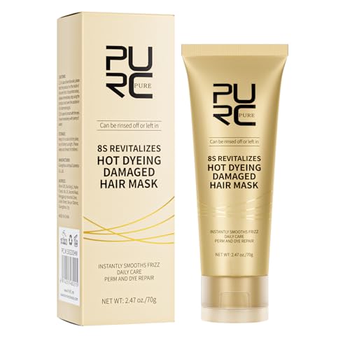 PURC Hair Mask - 8-Second Express Treatment Smoothing Straightening Keratin Repair Mask Revitalises Damaged Hair Suitable For Frizzy Damaged Hair Post-Heat Styling Colouring And Perming 3.53 Oz/70Ml