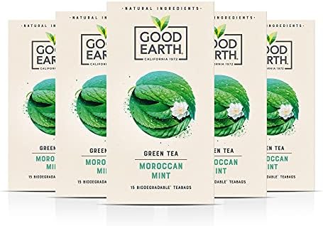 Good Earth - Moroccan Mint Tea  Refreshingly Natural - Herbal Tea - Pack of 5 x 15 Biodegradable Teabags