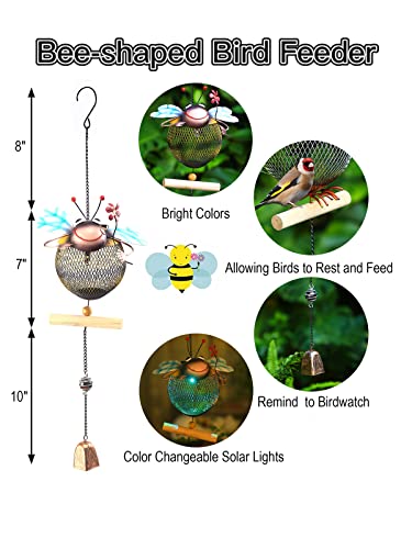 Hshd Bee Solar Bird Feeder,Squirrel-Proof Bird Feeders For Outside,Cute Animal Shaped Birdfeeders,Honeybee Decoration Gifts For Bird Lovers (Bee Shaped) #TOP4