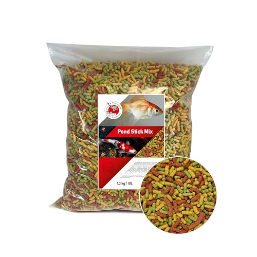 Koi Herdecke Premium Teich Sticks 10L/1,3Kg – 15mm Teichfutter für Koi & größere Goldfische – Fördert gesundes Wachstum & kräftige Farben – Leicht verdaulich – Klares Wasser für Teichfische