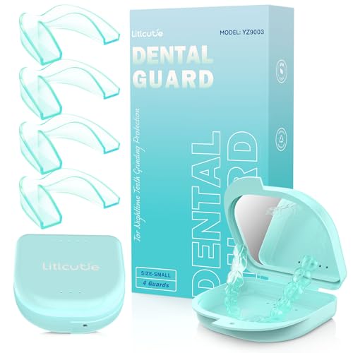 Image of Anti Grinding Guard, Night Guards for Teeth Grinding with 2 x 5X Mirror Case, Spearmint Green, 4 Pack /Small Size